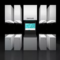 Modern White Display Shelves With Cabinet Lighting And Digital Showcase Screen