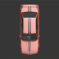 Red Sporty Sedan With Black Stripes And Shiny Wheels On Reflective Surface