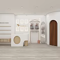 Modern Clothing Store Interior With Hanging Clothes Racks Decorative Plants And Display Areas