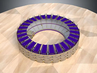 Circular Stadium Architectural Model Featuring Purple Seating Tiers And Modern Design 3d model