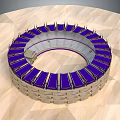 Circular Stadium Architectural Model Featuring Purple Seating Tiers And Modern Design 3d model