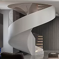 Elegant Modern Spiral Staircase Interior Design With Lighted Steps And Glass Railing 3d model