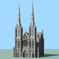 Gothic European Architecture Featuring Twin Spires Rose Window And Intricate Carvings