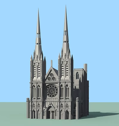 European-style church building 3d model