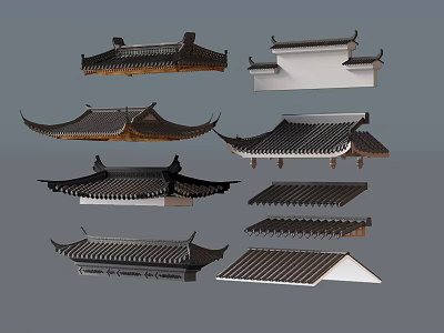 Traditional Chinese Style Garden Decorative Roof Tiles With Various Architectural Designs 3d model