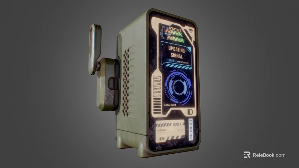 Industrial Equipment With Green Casing Display Screen Control Knob And Ventilation Holes 3d model 