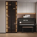 Modern Piano Room Piano Room Piano Bookcase Study Cloakroom Hand Cabinet Musical Instruments Music 3d model