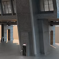 Modern Urban Architectural Complex Featuring Elevated Concrete Platform And Support Pillars 3d model