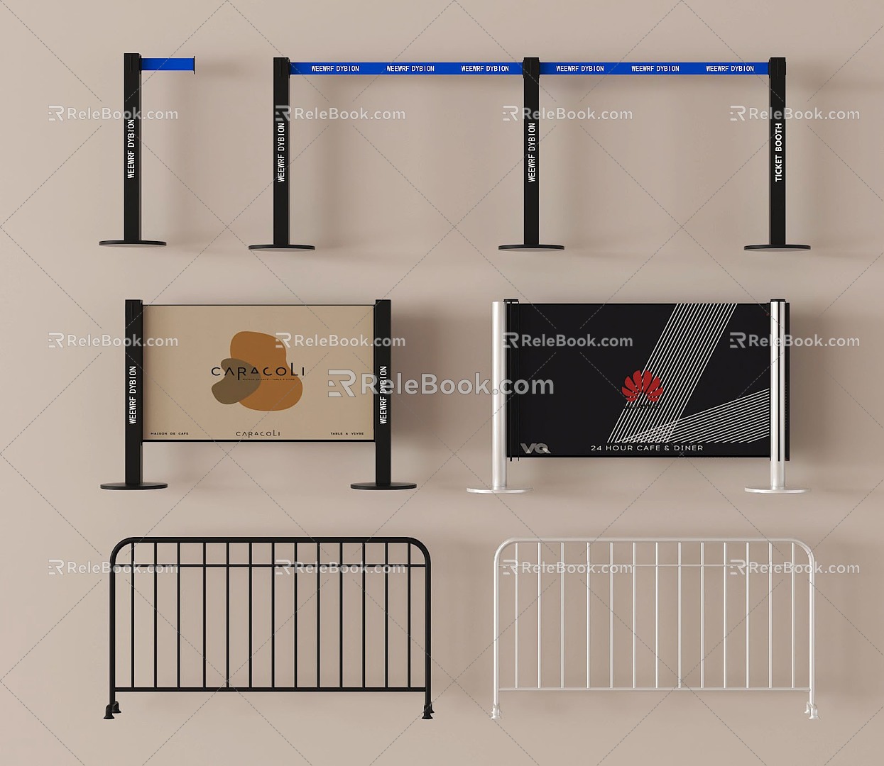 Modern telescopic belt isolation belt isolation fence railing fence 3d model