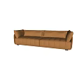 Modern Brown Leather Multi Seater Sofa With Tufted Backrest Padded Armrests 3d model