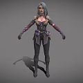 3D Fantasy Woman Character With Gray Hair And Ornate Leather Armor Outfit
