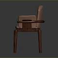 Modern Brown Leather Leisure Chair With Armrests And Sturdy Wooden Legs