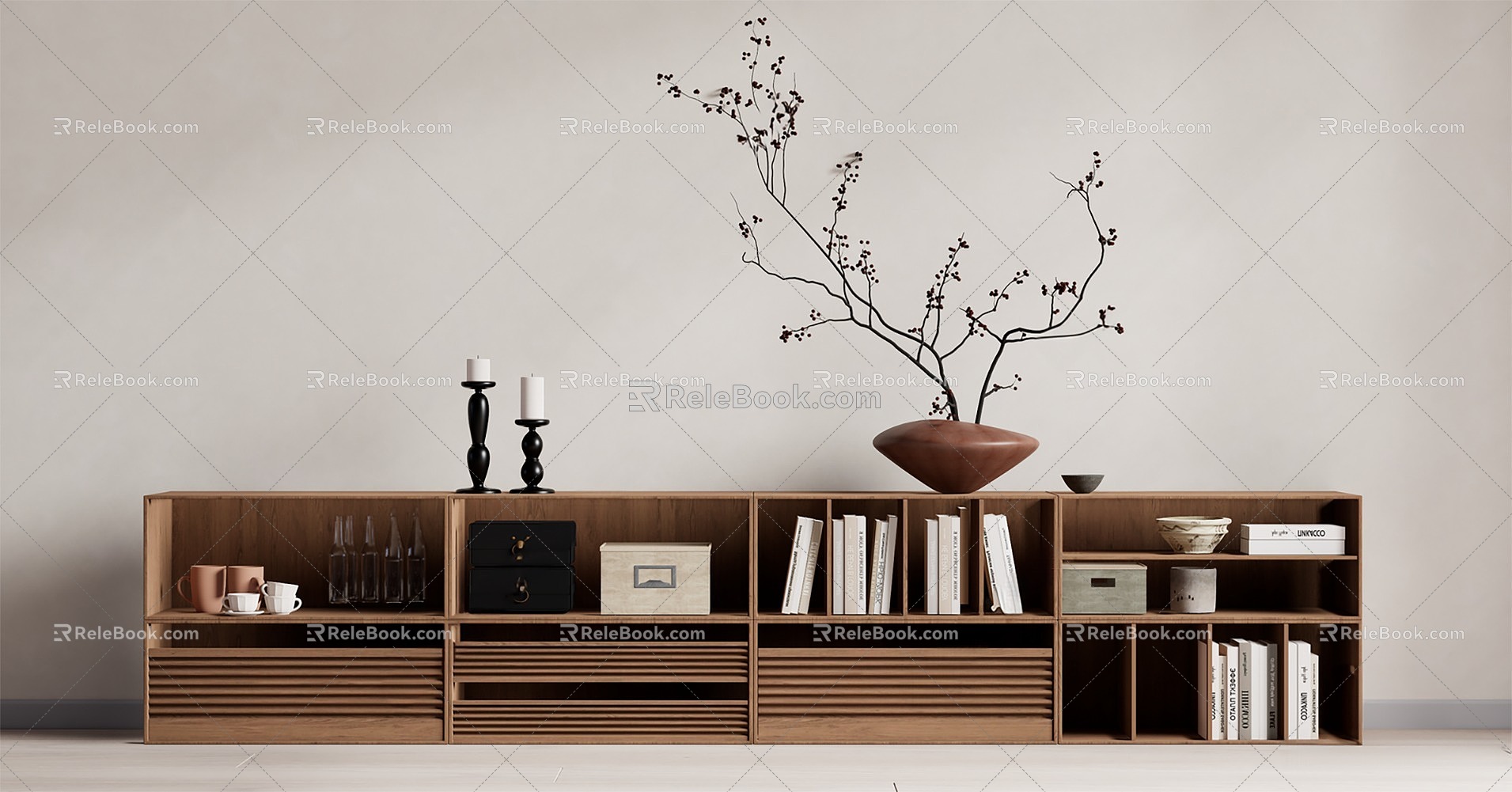 Middle Style Bookcase 3d model