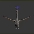 Detailed Winged Dragon Sculpture With Blue Purple Accents Light Body Red Wings And Long Tail