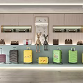 Colorful Luggage and Stylish Handbags Display in Modern Retail Store with Shelves