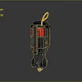 Tactical Military Style Grenade Weapon With Black Body Red Accents And Yellow Fuse