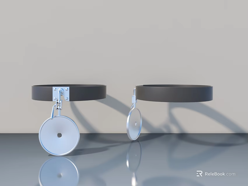 Side Hinged Door Hardware With Black Tracks And Silver Roller Discs 3d model