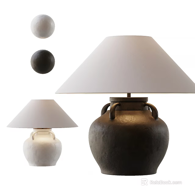 Modern Ceramic Table Lamp With White Shade And Black Base Design 3d model