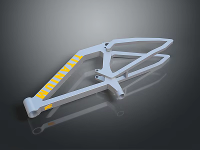 White Bicycle Frame With Yellow Stripes Modern Design For Cycling Enthusiasts 3d model
