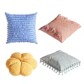 Colorful Decorative Throw Pillows With Tassel Accents And Floral Shape Design Details