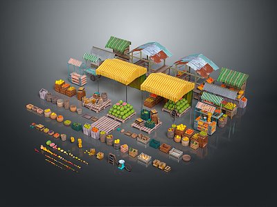 Market Fruit Stall Spice Farmers Market Early Market Farmers Stall Retail Stall Farmers Products Food Truck 3d model