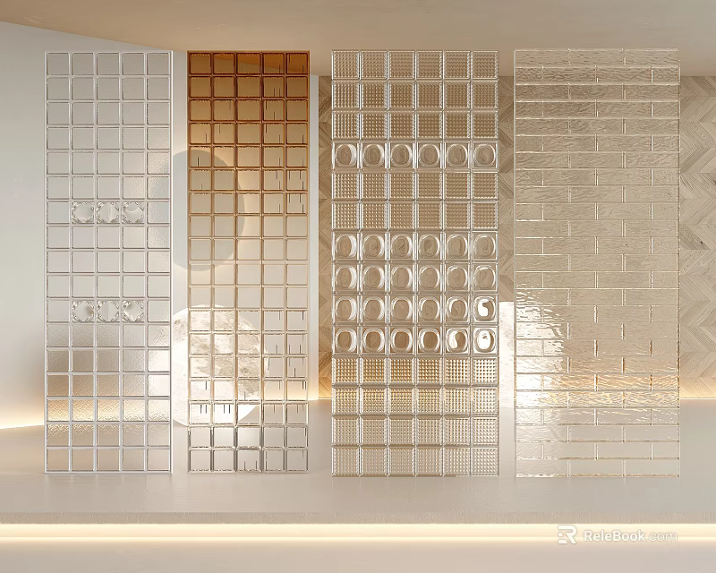 Modern Room Dividers With Various Grid Circular And Brick Pattern Designs For Interior Spaces 3d model 