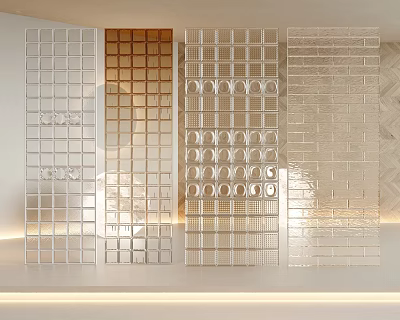 Modern Room Dividers With Various Grid Circular And Brick Pattern Designs For Interior Spaces 3d model