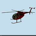 Red Single Rotor Helicopter Flying in Light Blue Sky Mid Air