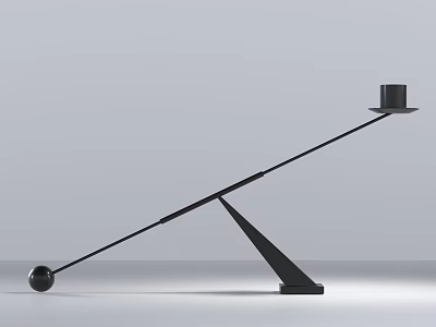 Black Seesaw Like Structure Table Lamp with Triangular Base Sphere and Small Lampshade 3d model