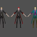 Game And Movie Characters With Blonde Red Hair Black Red Coats Leather Pants Gold Details 3d model