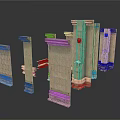 Ancient Stone Pillars With Intricate Carvings And Classical Architectural Designs 3d model