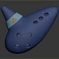 Vibrant Blue Ocarina Musical Instrument with Silver Band and Artistic Paint Supplies