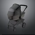 Modern Gray And Beige Baby Stroller With Canopy Handle And Wheels