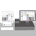 Modern Commercial POS Terminals With Touch Screens Keypad And Cash Drawers