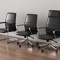 Black Leather Office Chairs With Metal Frame And Swivel Wheels For Modern Workspace