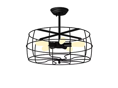 Modern Industrial Black Metal Wire Cage Circular Ceiling Light Fixture 3d model
