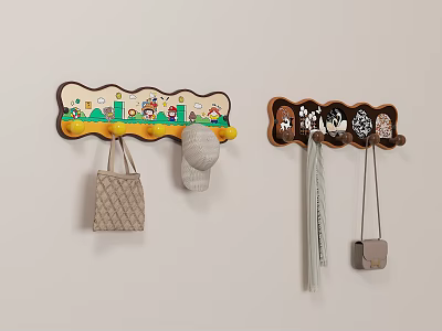Colorful Cartoon and Dark Silhouette Wall Hangings for Hanging Bags and Scarves 3d model