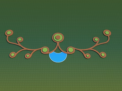 Urban Road Facilities With Branch Pathways Green Nodes And Central Blue Structure 3d model