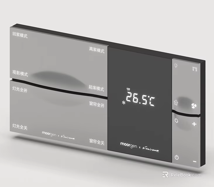 Smart Switch Panel With Temperature Display Lighting Control And Mode Settings 3d model 