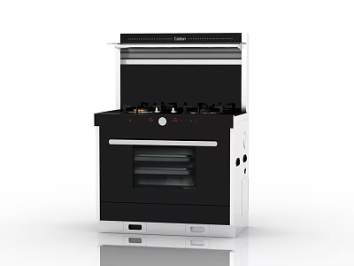 Modern Black And White Kitchen Appliance With Gas Burners Oven And Control Panel 3d model