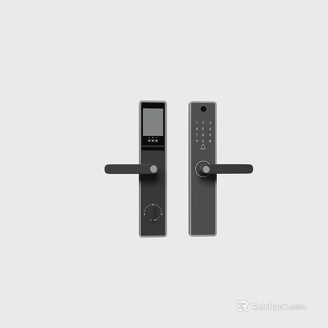 Modern Smart Commercial Door Locks Featuring Digital Screen And Numeric Keypad Handle 3d model 