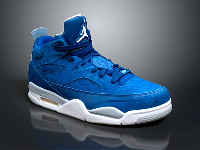 Blue High Top Sneakers With Premium Suede Upper White Sole And Jumpman Logo 3d model