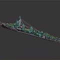 Highly Detailed Warship 3D Model Military Naval Water Transport Vessel With Deck Design