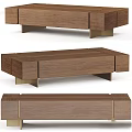 Modern Wooden Coffee Table With Gold Accents And Sleek Rectangular Design 3d model