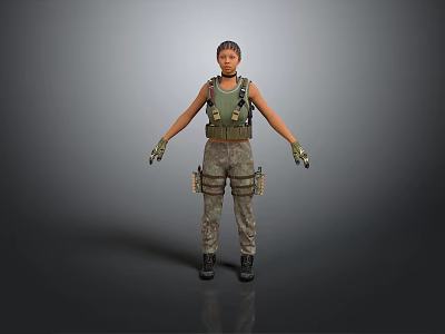 Lady Soldier Female Detective Female Hit Warrior Samurai Soldier Detective Agent Hit 3d model