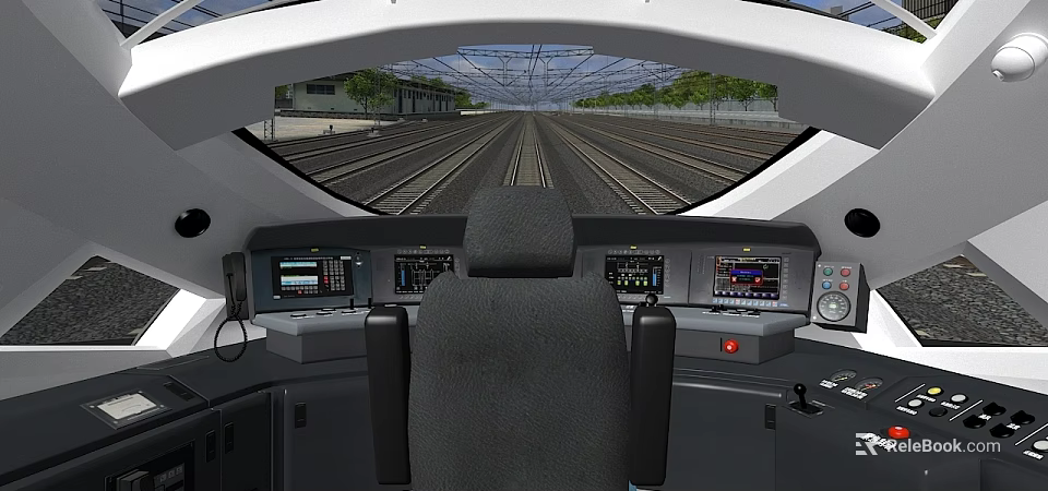 High Speed Train Cockpit Interior With Controls 3d model 