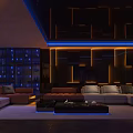 Modern KTV Lounge Interior With Luxury Sofas TV Screen And Ambient Lighting 3d model