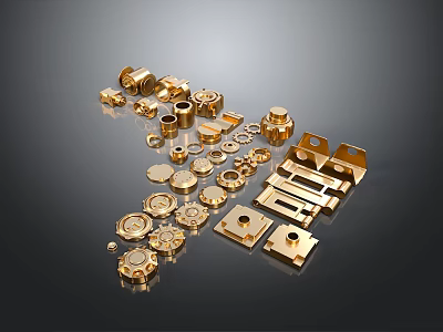 Golden Modern Lighting Fixture Combination With Various Metal Components And Fittings 3d model