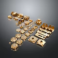 Golden Modern Lighting Fixture Combination With Various Metal Components And Fittings