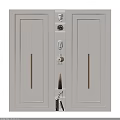 Modern Wardrobe Design With Double Doors Central Storage Shelves And Metal Handles